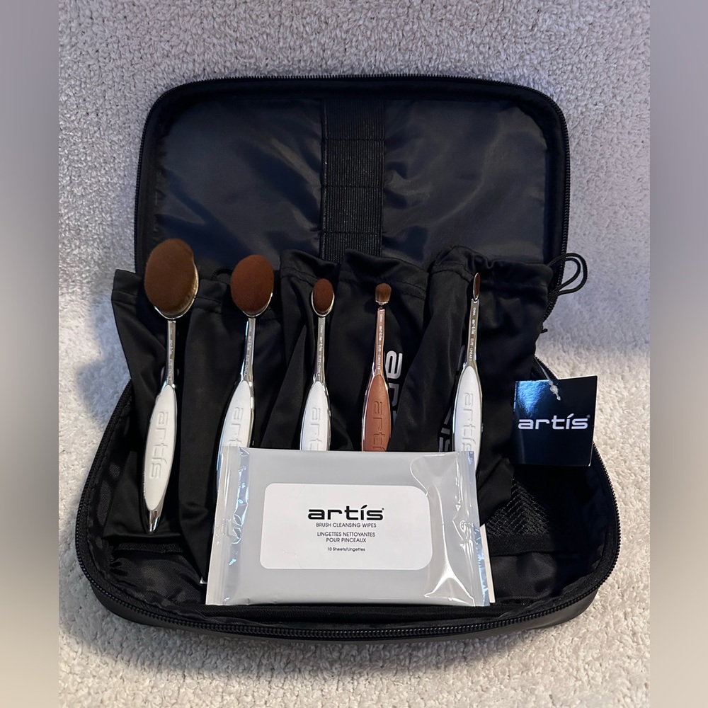 NEW ARTIS ELITE 5 BRUSH SET IN MIRROR/ROSE GOLD WITH TRAVEL CASE